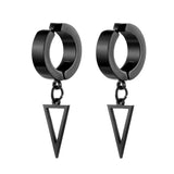 Punk Triangle Dangle Earrings Stainless Steel Circle Hoop for Women Men