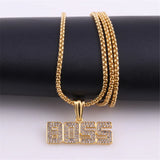 Punk Crystal Letter Pendant Long Chain Necklace Hip Hop Choker