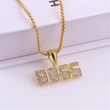 Punk Crystal Letter Pendant Long Chain Necklace Hip Hop Choker