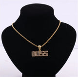 Punk Crystal Letter Pendant Long Chain Necklace Hip Hop Choker