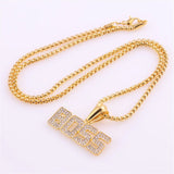 Punk Crystal Letter Pendant Long Chain Necklace Hip Hop Choker