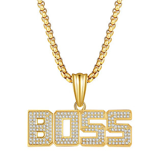Punk Crystal Letter Pendant Long Chain Necklace Hip Hop Choker