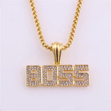 Punk Crystal Letter Pendant Long Chain Necklace Hip Hop Choker