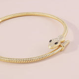 Punk Crystal Snake Chain Necklace Metal Twine Torques Choker
