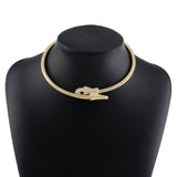 Punk Crystal Snake Chain Necklace Metal Twine Torques Choker