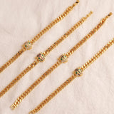 Punk Cuban Chain Bracelet Rainbow CZ Leopard Head Charms Bracelets