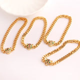 Punk Cuban Chain Bracelet Rainbow CZ Leopard Head Charms Bracelets