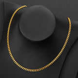 Cuban Chain Necklace 4mm Stainless Steel Men Women Jewelry Gift