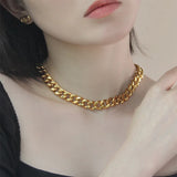 Punk Cuban Choker Necklace Collar Hip Hop Stainless Steel Women