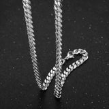 7mm Silver Stainless Steel Punk Cuban Link Chain Long Choker Necklace