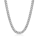 7mm Silver Stainless Steel Punk Cuban Link Chain Long Choker Necklace
