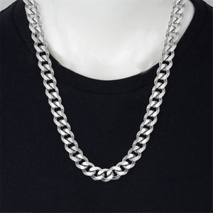 7mm Silver Stainless Steel Punk Cuban Link Chain Long Choker Necklace