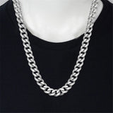 7mm Silver Stainless Steel Punk Cuban Link Chain Long Choker Necklace