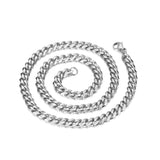 7mm Silver Stainless Steel Punk Cuban Link Chain Long Choker Necklace