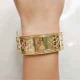Punk Wide Bangle Bracelet Rhinestone Pattern Charm Pulseiras