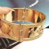 Punk Wide Bangle Bracelet Rhinestone Pattern Charm Pulseiras