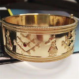 Punk Wide Bangle Bracelet Rhinestone Pattern Charm Pulseiras