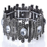 Punk Wide Bangle Bracelet Rhinestone Pattern Charm Pulseiras