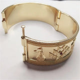 Punk Wide Bangle Bracelet Rhinestone Pattern Charm Pulseiras