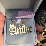 Punk Necklace Box Chain Personalized Name Pendant Necklace