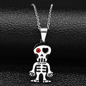 Punk Skull Gothic Pendant Necklace for Women Hip Hop Goth Stainless Steel