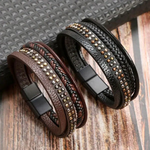 Punk Men's Rivet Multi-Layers Bracelet