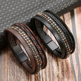 Punk Men's Rivet Multi-Layers Bracelet