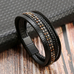 Punk Men's Rivet Multi-Layers Bracelet