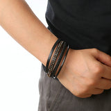 Punk Men's Rivet Multi-Layers Bracelet