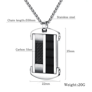 Punk Dog Tag Pendant Necklace Men Stainless Steel Chain Male Jewelry