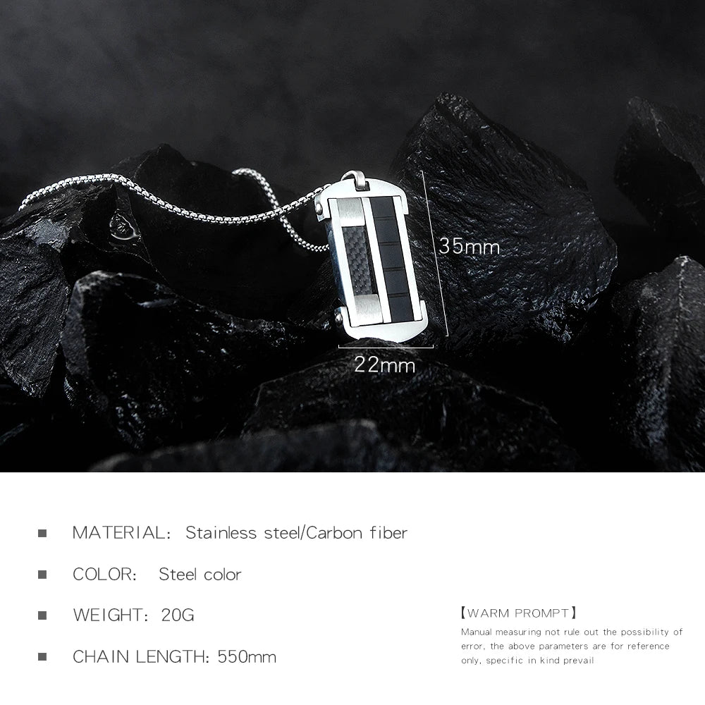 Punk Dog Tag Pendant Necklace Men Stainless Steel Chain Male Jewelry