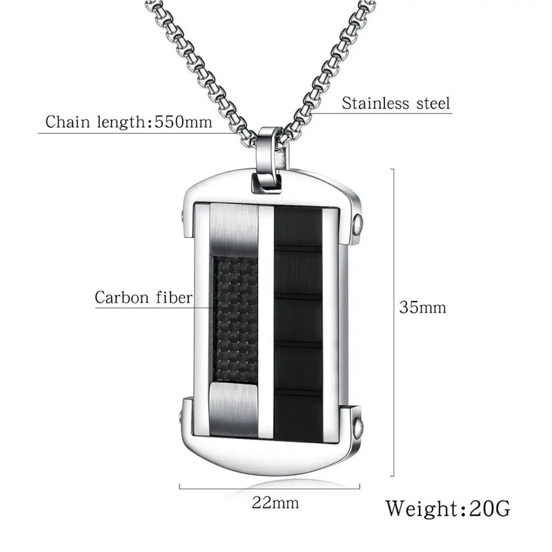 Punk Dog Tag Pendant Necklace Men Stainless Steel Chain Male Jewelry