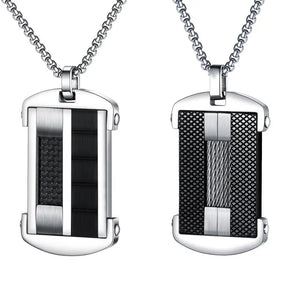 Punk Dog Tag Pendant Necklace Men Stainless Steel Chain Male Jewelry