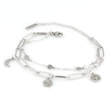 Punk Double Layer Chain Bracelet Coin Cross Pendant
