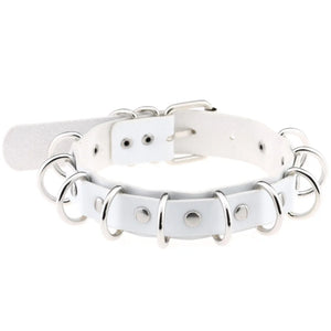 Punk Double Layer Leather Ring Choker Necklace Unisex