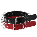 Punk Double Layer Leather Ring Choker Necklace Unisex
