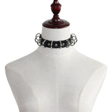 Punk Double Layer Leather Ring Choker Necklace Unisex