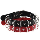 Punk Double Layer Leather Ring Choker Necklace Unisex
