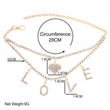 Punk Double Layer Tennis Chain Anklet Heart Pendants Ankle Chain Jewelry