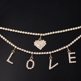 Punk Double Layer Tennis Chain Anklet Heart Pendants Ankle Chain Jewelry