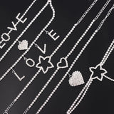 Punk Double Layer Tennis Chain Anklet Heart Pendants Ankle Chain Jewelry