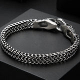 Punk Double Snake Head Man Bracelet Stainless Steel Chain On Hand