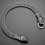Punk Double Snake Head Man Bracelet Stainless Steel Chain On Hand