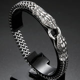 Punk Double Snake Head Man Bracelet Stainless Steel Chain On Hand