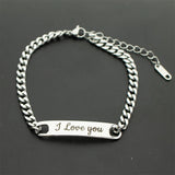 Punk Engrave Name Men Bracelets Stainless Steel Cuban Chain Bijoux Pulseiras