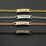 Punk Engrave Name Men Bracelets Stainless Steel Cuban Chain Bijoux Pulseiras
