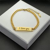 Punk Engrave Name Men Bracelets Stainless Steel Cuban Chain Bijoux Pulseiras
