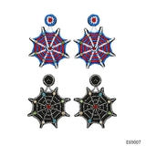 Punk Halloween Earrings Hand-woven Rice Bead Spider Web Jewelry