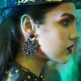 Punk Halloween Earrings Hand-woven Rice Bead Spider Web Jewelry