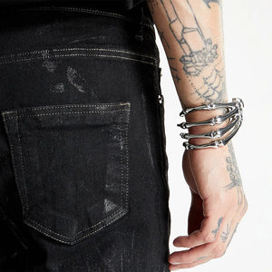 Punk Skeleton Hand Cuff Bracelet Gothic Bone Hand Claw Armlet Bangle Arm Ring